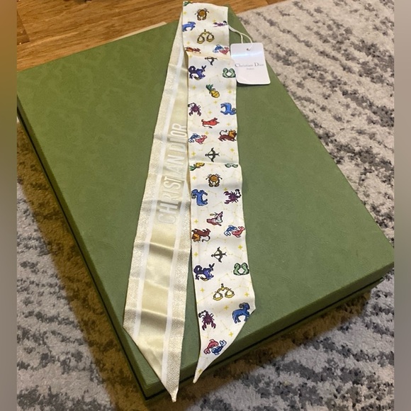 CHRISTIAN DIOR Silk Pixel Zodiac Mitzah Scarf - Picture 1 of 5